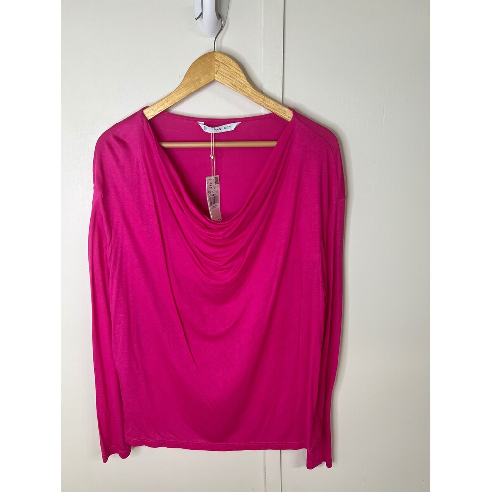 MNG‎ Mango Fuchsia Pink Cowl Neck Long Sleeve Top XXL NWT